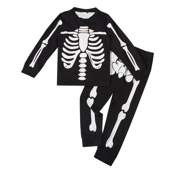 Shadoumai Halloween Pajamas for Size 6 Round Neck Cute Printed Long Sleeve Shirts and Longs Nightwear Set Fashion Loungewear Sets 2 Piece Summer Loungewear Nightwear Outfits