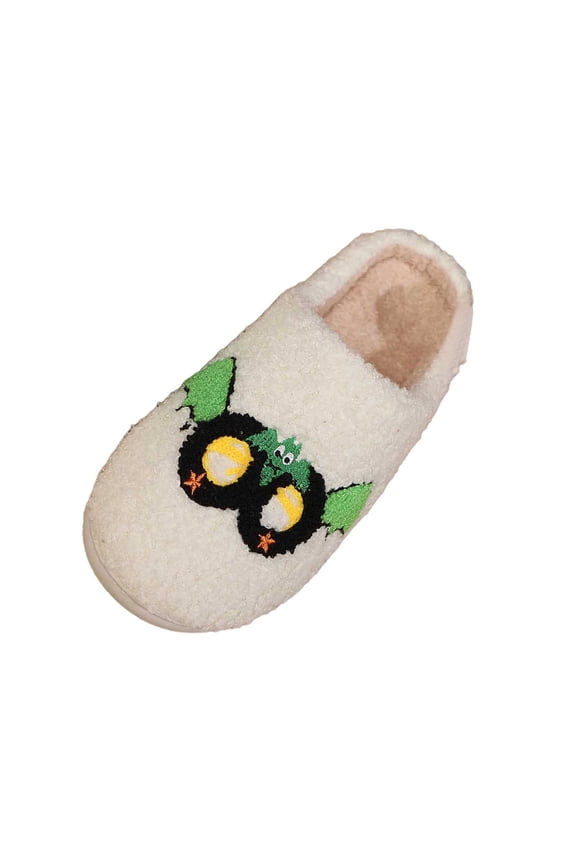 Halloween Pumpkin Slippers for Women Men Spooky Slides Soft Plush Fuzzy House Slippers Indoor Outdoor Shoes