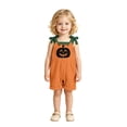 thumbnail image 1 of Shadoumai Halloween Romper Pumpkin Face Straps Romper For Girls, Casual Style With Halloween Vibe Comfortable Everyday Wear Clothes Romper, 1 of 8