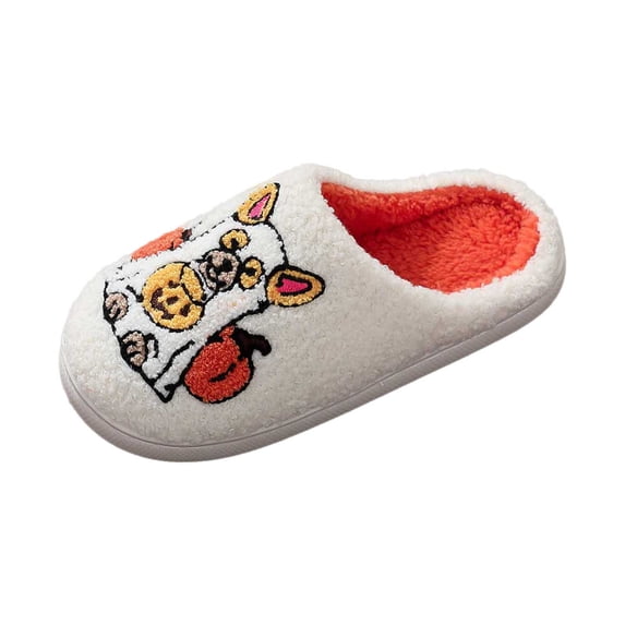 Shadoumai Halloween Slippers For Women Men Indoor House Bedroom Skeleton Goth Cute Home Skeleton Horror Black Fun Slip Shoes