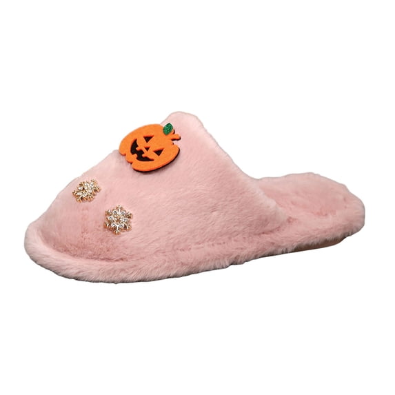Shadoumai Halloween Slippers For Womens Mens Home Elastic Comfy Retro Memory Foam Fuzzy Soft Bedroom Plush Warm Anti-Skid Sole Winter Wool Lined Indoor Outdoor House Shoes