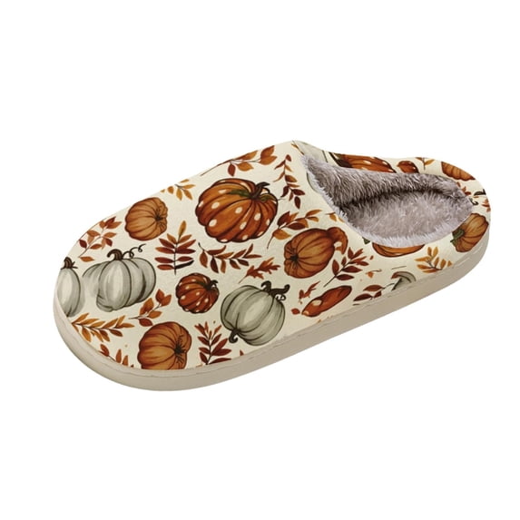 Shadoumai Halloween Slippers for Women Men Fall Preppy Cute Slippers Retro Plush Warm Fluffy Footwear