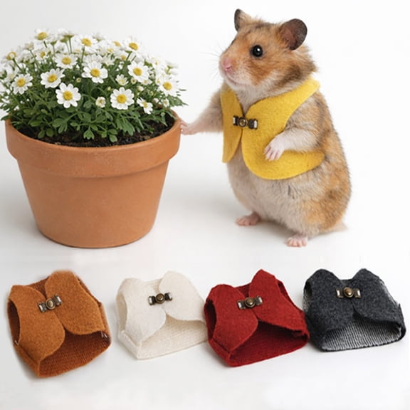 Shadoumai Hamster Clothes Small Animal Outfit Button-Up Vest Warm Winter Sweatshirt Ferret Accessories for Photoshoot Suitable for Ferret Rabbit Guinea Pig Squirrelï¼Yellowï¼