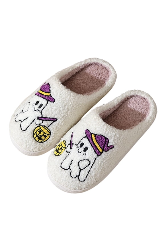 Happy Face Slippers for Women Men,Retro Soft Cozy Comfy Plush Lightweight House Slippers -on Indoor Outdoor Slippers, on Anti-Skid Sole