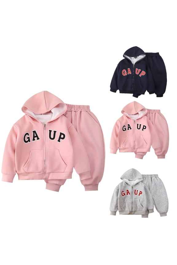 Happy Town Baby Clothes for Girls Boys Clothes Solid Color Zipper Hoodie and Pants Set Infant Fall Winter Outfits,Navy(5-6 Years)