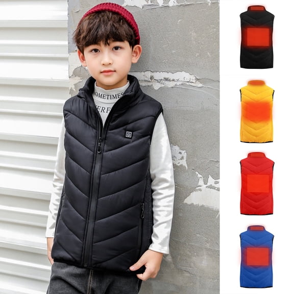 Shadoumai Heated Vest Men,Kids Heated Vest Boys Girls Heated Gilet Usb Warmer With 2 Heating Areas Windproof Outdoor Waist Coat