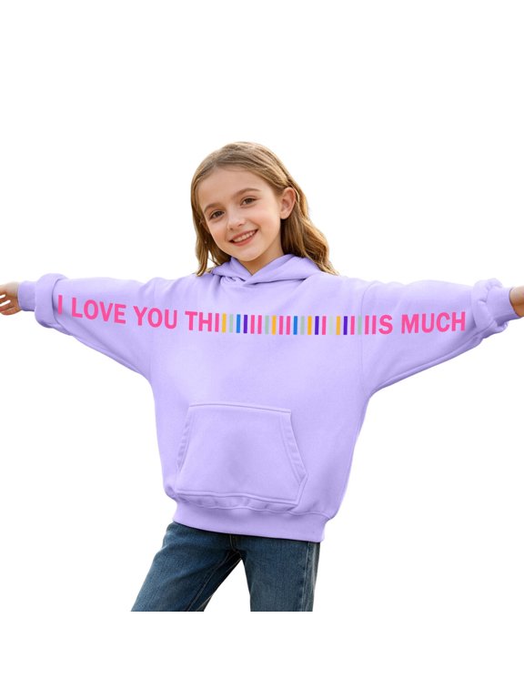 I Love You This Much Sweatshirt for Girl Boy 2026 Personalized Couples Valentine Shirts Pullover Size 3-14 Years
