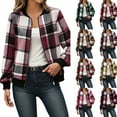 thumbnail image 1 of Shadoumai Jackets for Women Trendy Long Sleeve Plaid Shackets Casual Zip up Fall Lightweight Jacket Fall Winter Outfits 2025, 1 of 6