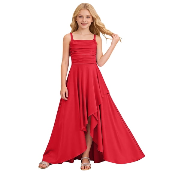 Shadoumai Junior Bridesmaid Dresses for Wedding A Line Chiffon Flower Girl Dress Ruffles Girls Formal Dresses 2-16 Years