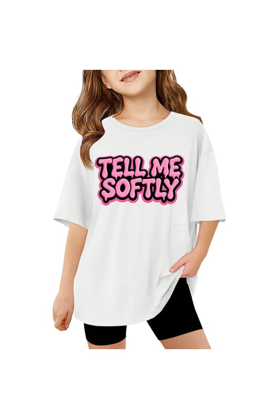KIDS Girls T Shirts Tween Summer Top Teen Crewneck Cute Lace Short Sleeeve Blouse Size 6-15 Years Old