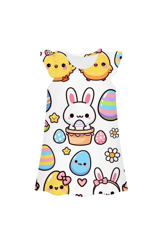 Kids Easter Dresses Girls Happy Easter Rabbit Print Summer Sleeveless Cozy Holiday Beach Dress Flower Girl Dresses for Girls