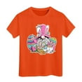 thumbnail image 1 of Shadoumai Kids Easter Shirts Girls Happy Easter Letter Print Crew Neck Short Sleeve T Shirt Top Trendy Vacation Tops Girls Summer Tops T-Shirts, 1 of 3