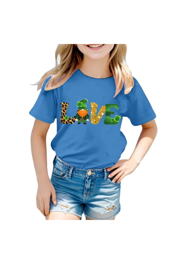 Shadoumai Kids Saint Patrick's Day T Shirt Fashion Short Sleeve Tees Shamrock Saint Outfit Comfort Soft Back To School Daily Wear for Child