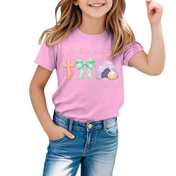 Shadoumai Kids Shirts Girls 7-8 Floral Pattern Boat Neck Shirt Short Sleeve T Shirt Casual Blouse Tops Flower Girl Shirt Toddler