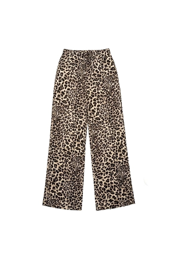 Leopard Print Straight Leg Trousers For Teen Girls Casual Wide Fit Comfortable Youth Fashion Pants