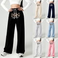 thumbnail image 1 of Shadoumai Letter Print Girls Casual Wide Leg Pants Loose Fit Lightweight Knit Sweatpants Comfortable Trousers For Teen Youth Children Fashion Daily Wear,Uniform Pants for Girls 6-7 Years, 1 of 5
