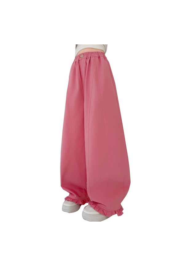 Lightweight Cargo Pants for Girls Kids Waterproof Windproof Reflective Outdoor Joggers with Drawstring