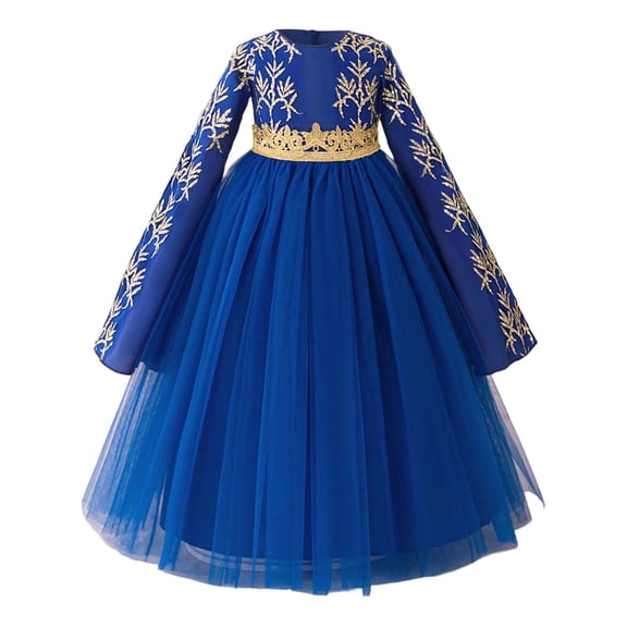 Shadoumai Little Girl Dresses Elegant Girls Formal Party Dress Abaya Gown For Baptism Celebration Evening Attire And