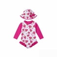 thumbnail image 1 of Shadoumai Long Sleeve Snap Button Swimsuit With Matching Sun Hat For Baby Girls UPF 50+ Rash Guard Swimwear Set For Pool And Beach, 1 of 4