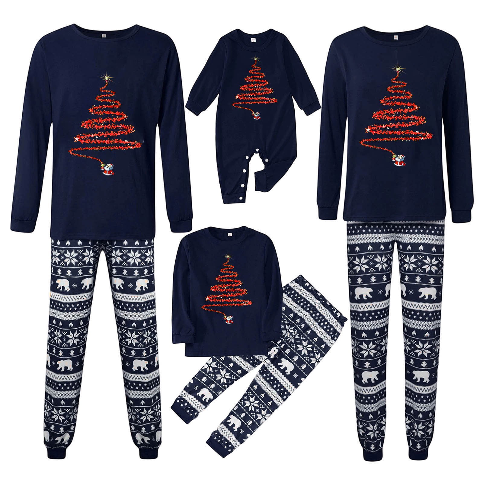 Shadoumai Matching Family Christmas Pajamas For Couples, Xmas Tree ...