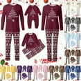 thumbnail image 1 of Shadoumai Matching Family Christmas Pajamas For Couples, Xmas Tree Print Tops Long Sleeve Holiday Sleepwear Sets For Mom Dad Fall Clothes, 1 of 6