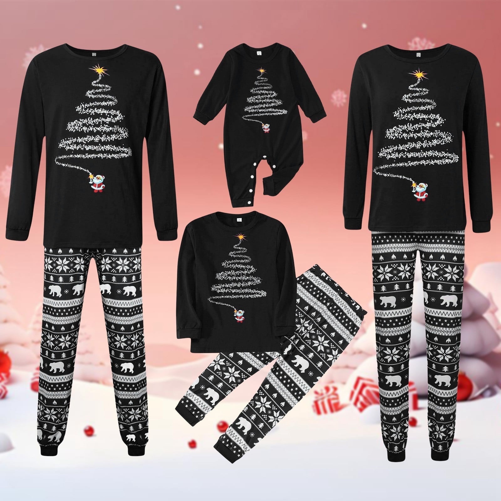 Shadoumai Matching Family Christmas Pajamas For Couples, Xmas Tree ...