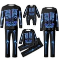 thumbnail image 1 of Shadoumai Matching Family Pajamas Sets Skeleton Glow in Dark Jumpsuit Halloween Hooded One-Piece Zipper PJS Family Jammies, 1 of 5