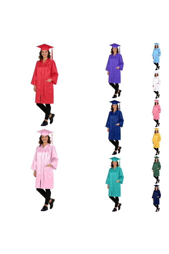 Matte Unisex Cap and Gown Set with Tassel and 2026 Year Charm for High School and College Graduation Ceremony