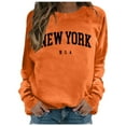 thumbnail image 1 of Shadoumai New York Sweatshirt For Women Crewneck Usa Print Shirts Long Sleeve Pullover Fall Winter Tops Loose Fit Shirts, 1 of 6
