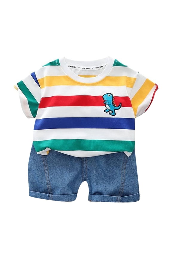 Boy Outfits Dinosaur Printed Round Neck T Shirt Top and Shorts Pants Set Casual Boys' Two Piece Summer Set Summer Boy 2 Piece Outfits