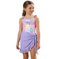 thumbnail image 1 of Shadoumai One Piece Swimsuit for Girls 14-16 Gingham Ruffle Girls Swimwear Tankini Quick Drying Color Block Girl Bathing Suit Swimwear with Cover Up Pants Cutout Adjustable Straps, 1 of 4