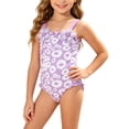 thumbnail image 1 of Shadoumai One Piece Swimsuit for Girls 14-16 Scalloped Ribbed Girls Swimwear Tankini Quick Drying Contrasting Trim Beach Skirt Cute Ruched Bathing Suit Summer Girl's Swimwear Stretch Strap, 1 of 5