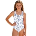 thumbnail image 1 of Shadoumai One Piece Swimsuit for Girls 14-16 Sheer Mesh Girls Swimwear Tankini Lightweight Cute Floral Print Bathing Suit Beach Swimwear Cutout Adjustable Straps, 1 of 5