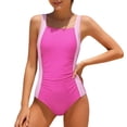 thumbnail image 1 of Shadoumai One Piece Swimsuit for Girls 6 Scalloped Ribbed Tankini for Girls Quick Dry & Stretchy Contrasting Trim Bathing Suits for Girls Swimwear Set Teens Girl Ruched Adjustable Strap, 1 of 6