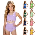 thumbnail image 1 of Shadoumai One Piece Swimsuit for Girls 7-8 Keyhole Girls Tankini Swimsuit Quick Dry Tropical Print Bathing Suit Cutout Adjustable Straps Modest Swimwear with Cover Up, 1 of 4