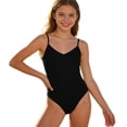 thumbnail image 1 of Shadoumai One Piece Swimsuit for Girls 7-8 High Waisted Tankini for Girls Quick Dry Contrast Color Bathing Suit Tween Adjustable Straps Padded Girls' Swimwear with Print Shorts, 1 of 4