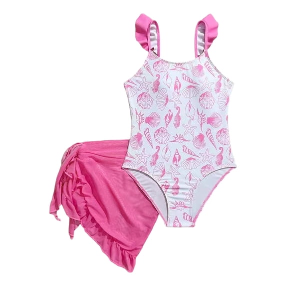 Shadoumai One Piece Swimsuit for Girls 9-10 Modest Ruched Tankini Sets Lightweight Cute Floral Print Girls Dress Up Clothes Adjustable Straps Beach Swimwear