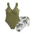 thumbnail image 1 of Shadoumai One Piece Swimsuit for Girls 9-10 Ruffle Ruched Girls Tankini Swimsuit Quick Dry Cute Floral Print Girls Bathing Suit Summer Girl's Swimwear Ruched Adjustable Strap, 1 of 7
