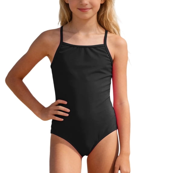 Shadoumai One Piece Swimsuit for Girls Front Criss Cross Tankini for Girls Quick Drying Contrast Color Girl Bathing Suit Ruched Adjustable Strap Swimwear Set Teens Girl