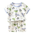 thumbnail image 1 of Shadoumai Outfits for Boys Summer Cartoon Print Round Neck Short Sleeve T Shirt Tops Fashion Holiday T Shirt Short Pants 2 Piece Suit Sweatsuits Summer S Boy Outfits, 1 of 3