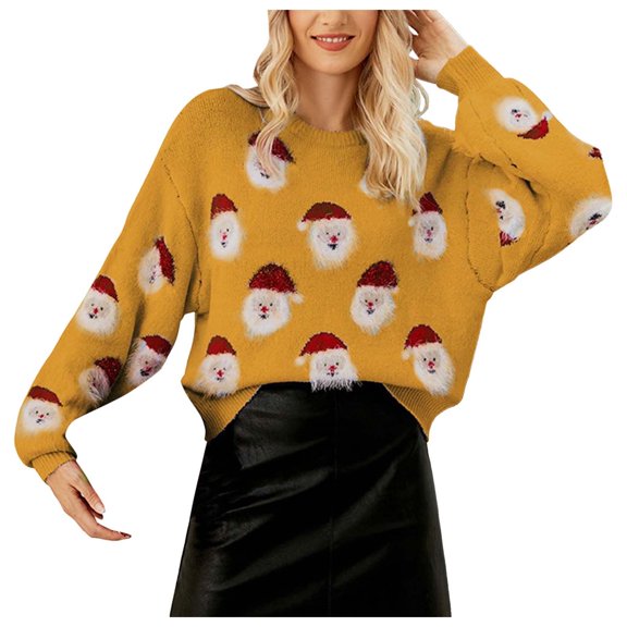 Shadoumai Oversized Christmas Sweater Soft Knitted Christmas Christmas Sweatshirt Plus Size Festive Holiday Pullover Sweater
