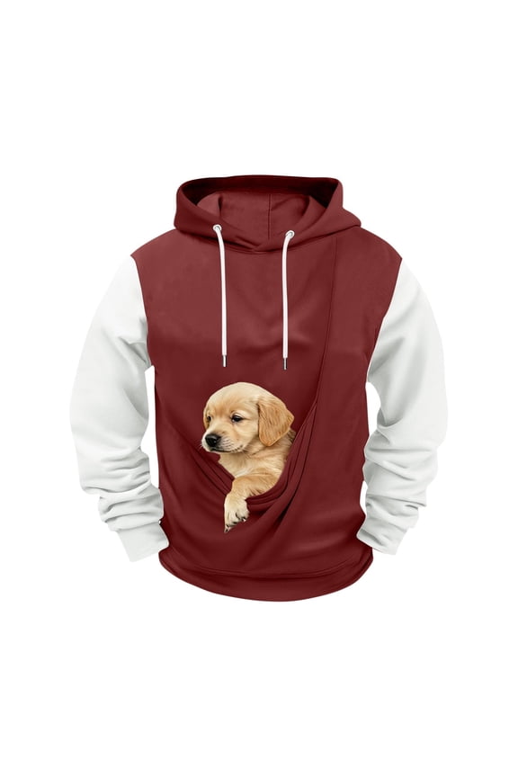 Pet Care Hoodie Fleece Petcare Hoodie Pet Carrier Hoodies Kangaroo Pouch Hoodies with Dog Cat Pouch For Men