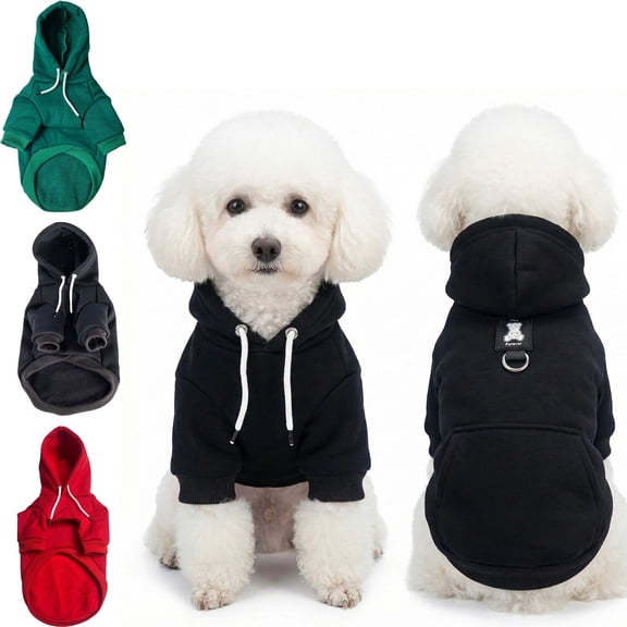 Shadoumai Pet Clothes Dog Sweaters Dog Hoodie for Small Dogs Girl Boy Warm Dog Coat Dog Overalls Puppy Sweatshirt Pullover Cat Shirts Costumes Yorkie Chihuahua Birthday Outfit Clothes (Black,M)