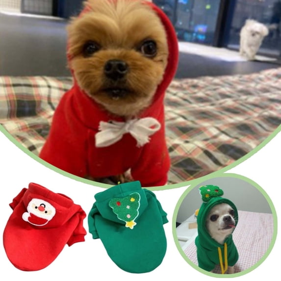 Pet Dog Christmas Clothes, Xmas Holiday Santa Warm Soft Puppy Sweater, Christmas Party Outfit for Small Medium Dogs and Cats