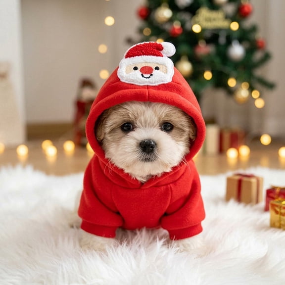 Kitten Riding Dog Santa Claus Dog Riding , Christmas Pet Outfit with Reindeer Design ...