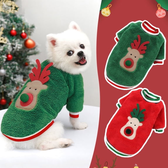 Shadoumai Pet Dog Christmas Clothes, Xmas Holiday Warm Soft Puppy Sweater, Christmas Party Outfit for Small Medium Dogs