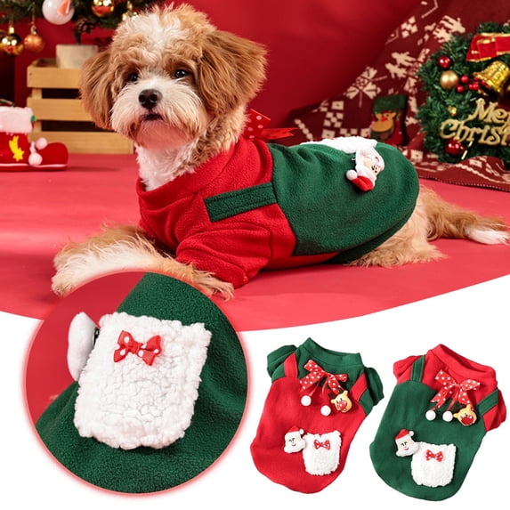 Shadoumai Pet Dog Christmas Clothes, Xmas Holiday Warm Soft Puppy Sweater, Christmas Party Outfit for Small Medium Dogs