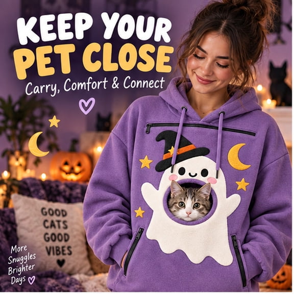 Shadoumai Pet Pouch Hoodie for Women, Kangaroo Pocket Halloween Sweatshirt Cuddle Pouch Dog Carrier Hoodie with Pet Pocket