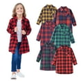 thumbnail image 1 of Shadoumai Plaid Shirts for Girls Trendy Casual Lightweight Button Down Shacket Jackets Long Sleeve Flannel Fashion Fall Outfits, 1 of 6