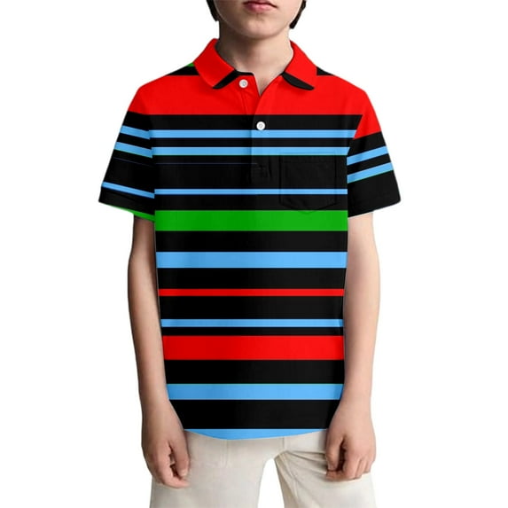 Shadoumai Polo Shirts for Boys 10-12 Cartoon Print Button Down Shirt Short Sleeve Funny Preppy Tops Summer Boy Shirt with Pocket